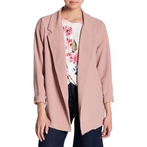 [Lush] Light Pink Novak Crepe Open Front Blazer